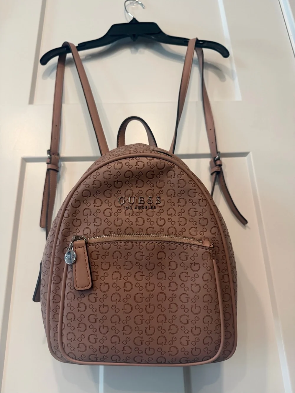 GUESS Pale Pink Leather Logo-Print Women’s Mini Backpack